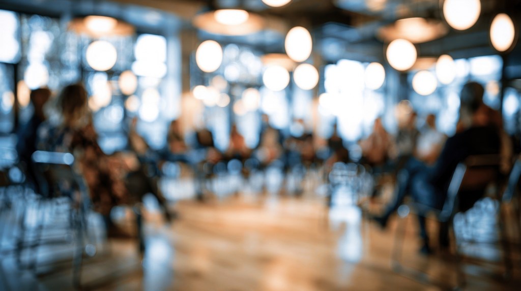 Blurred photo of focus group participants in circle.